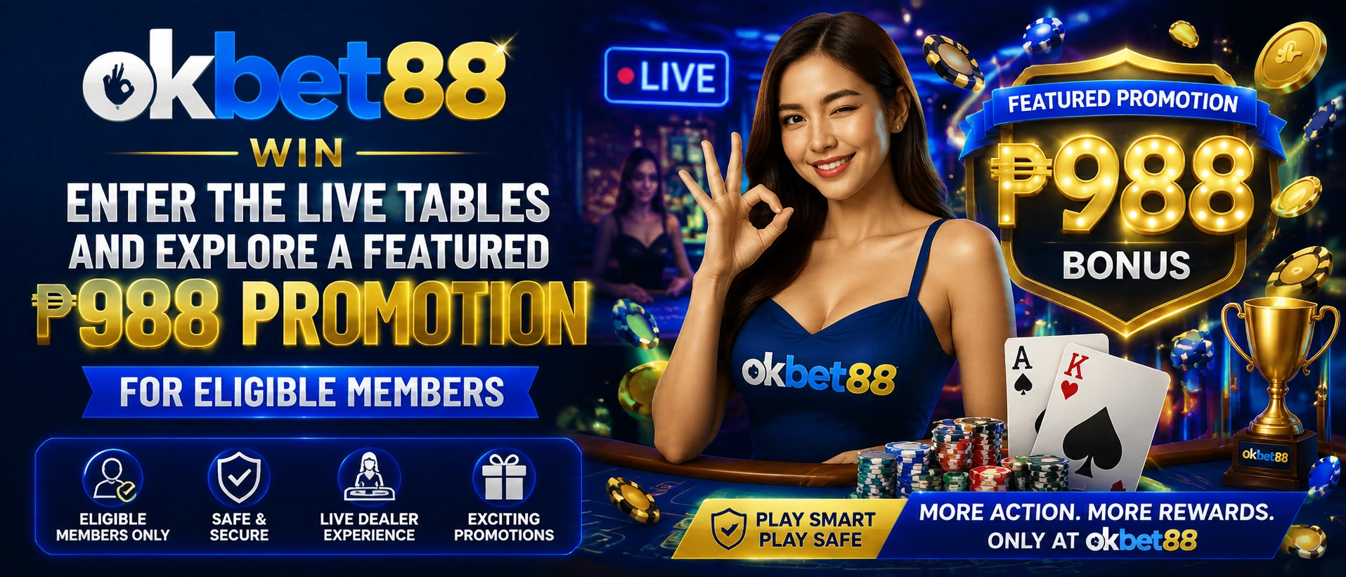 OKBET88 live casino lobby banner